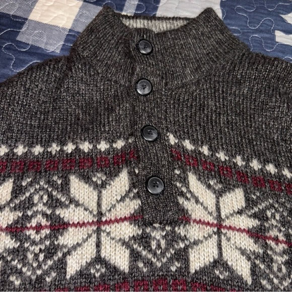 Tricots‎ ST Raphael Gray Sweater Snowflake Pattern Mens SzL Fair Isle Holiday - Picture 10 of 13